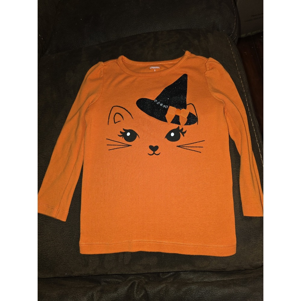 Gymboree falling for feathers witch hat cat autumn Halloween top size 3